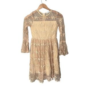 Trish Scully Beige Lace Bell Sleeve Dress